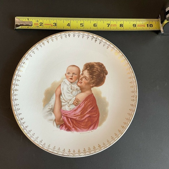 Antique Victorian mother and child plate ELPCO East Liverpool Pottery Hall China - Picture 8 of 8